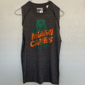 Adidas Miami Hurricanes Sleeveless Athletic Tank Top Gray Size S